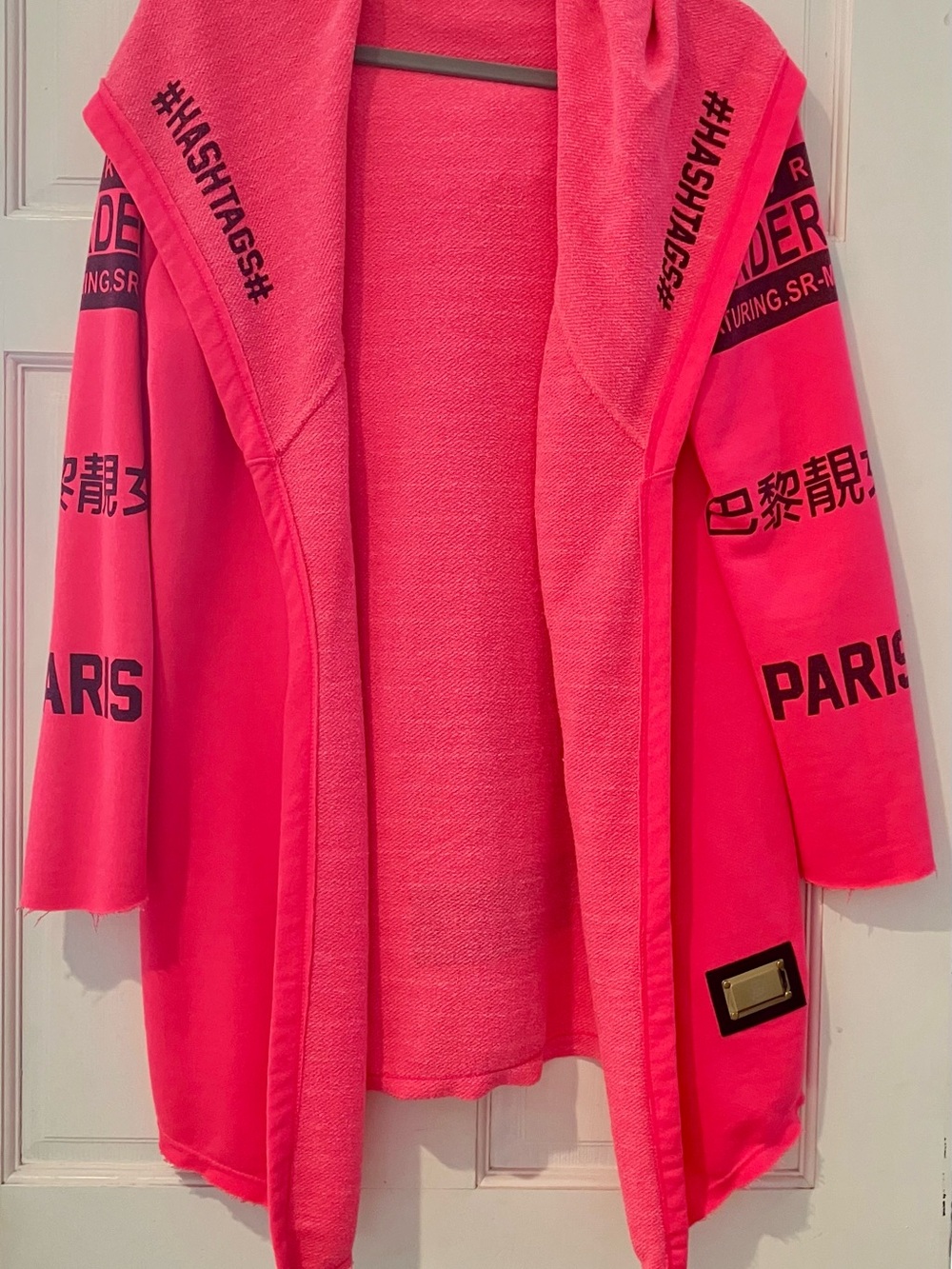 Women's Open-Front Hooded Utility Jacket in Hot Pink